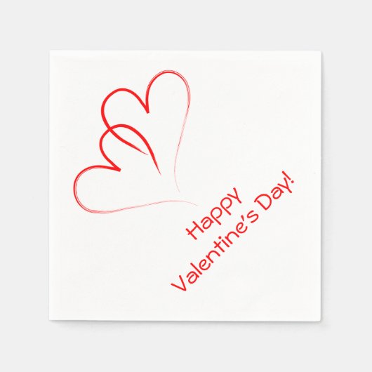 Serviette En Papier Deux coeurs rouges - Heureuse Sainte-Valentin ! (Devant)
