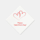 Serviette En Papier Deux coeurs rouges - Heureuse Sainte-Valentin ! (Coin)