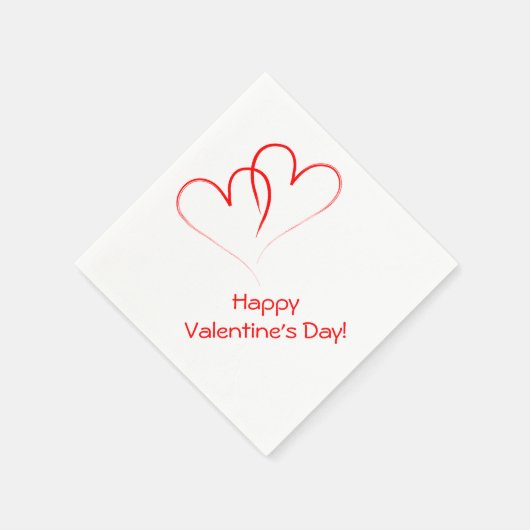 Serviette En Papier Deux cœurs rouges - Joyeuse Saint-Valentin ! (Coin)