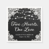 Serviette En Papier Deux Coeurs Un Amour Black Chalkboard Mariage (Devant)