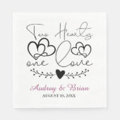 Serviette En Papier Deux Coeurs Un Amour Mariage Cocktail Serviettes (Devant)