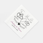 Serviette En Papier Deux Coeurs Un Amour Mariage Cocktail Serviettes (Coin)
