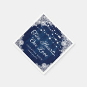 Serviette En Papier Deux Coeurs Un Amour Rustique Bois Mariage bleu Ma (Coin)