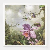 Deux colibris et une orchidée rose