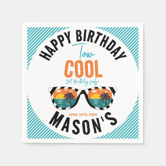 Serviette En Papier Deux Cool Boy 2e fête d'anniversaire (Devant)