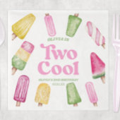 Serviette En Papier Deux Cool Pink Retro Popsicle 2ème anniversaire fê