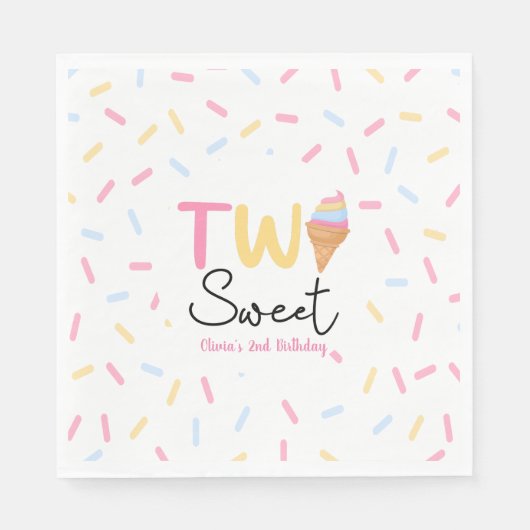 Serviette En Papier Deux crème glacée douce Deuxième fête d'anniversai (Devant)