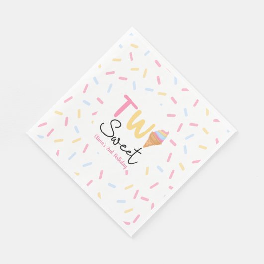 Serviette En Papier Deux crème glacée douce Deuxième fête d'anniversai (Coin)