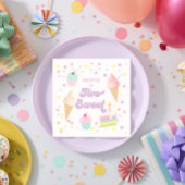 Serviette En Papier Deux crème glacée douce et gâteau 2e anniversaire