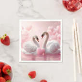 Serviette En Papier deux cygnes blancs (En situation)