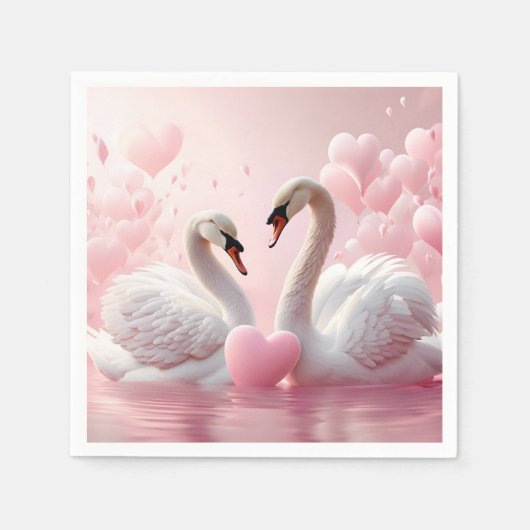 Serviette En Papier deux cygnes blancs (Devant)