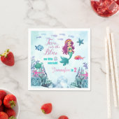 Serviette En Papier Deux dans le bleu Purpl Mermaid Girls 2e anniversa (En situation)