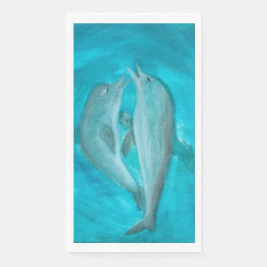 Serviette En Papier Deux dauphins jouant sauvage et libre dans l'océan (Devant)
