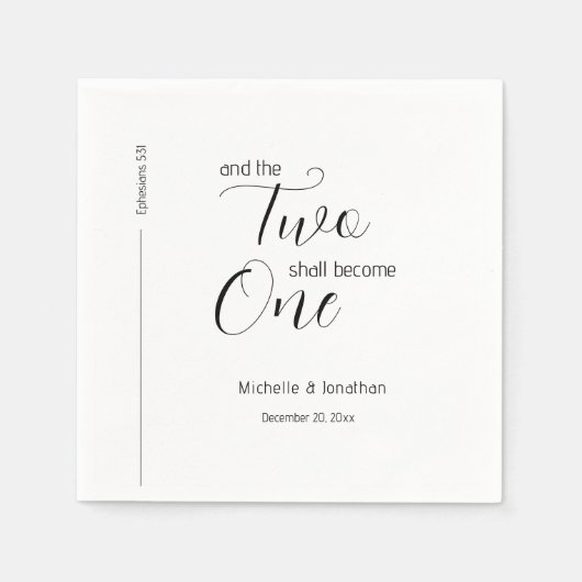 Serviette En Papier Deux Deviendront Un Mariage Minimal Moderne (Devant)