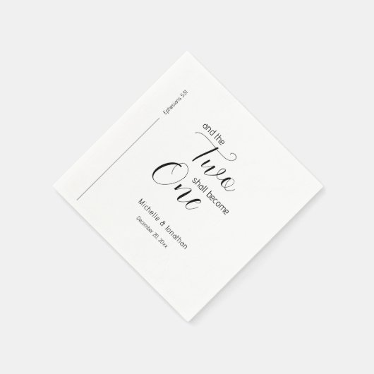 Serviette En Papier Deux Deviendront Un Mariage Minimal Moderne (Coin)