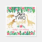 Serviette En Papier Deux Dinosaures Filles sauvages 2e fête d'annivers (Devant)