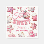 Serviette En Papier Deux douce fille rose biscuit Noël 2e anniversaire (Devant)