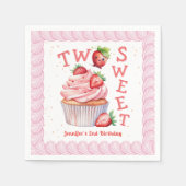 Serviette En Papier DEUX douceurs ! Fraise rose 2e anniversaire (Devant)