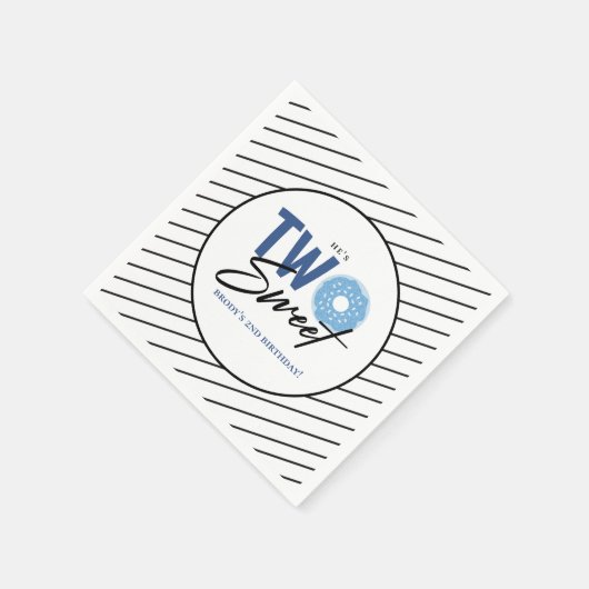 Serviette En Papier DEUX Doughnut Bleue Douce Bleue 2e fête d'annivers (Coin)