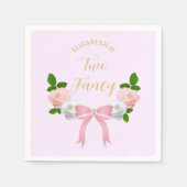 Serviette En Papier Deux Fancy Bow Floral Anniversaire (Devant)