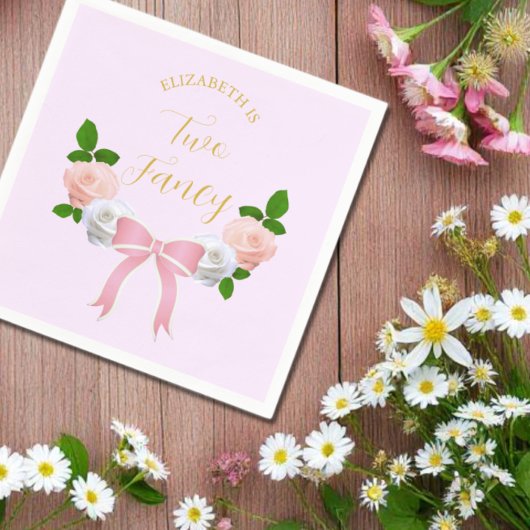 Serviette En Papier Deux Fancy Bow Floral Anniversaire