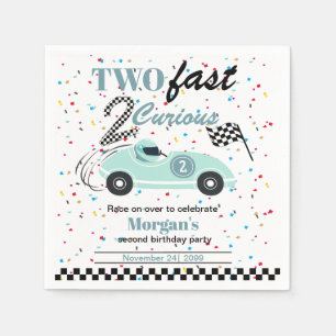 Serviette En Papier Deux Fast 2Curieux Blue Sports Car Deuxième Annive