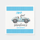 Serviette En Papier Deux Fast Blue Race Car 2e Invitation anniversaire (Devant)