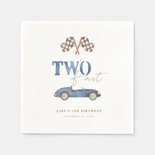 Serviette En Papier DEUX FAST Blue Retro (Devant)