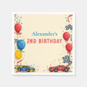 Serviette En Papier Deux Fast Race Car 2e Anniversaire (Devant)