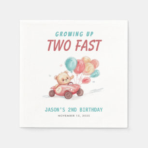 Serviette En Papier Deux Fast Race Car 2e Invitation Anniversaire