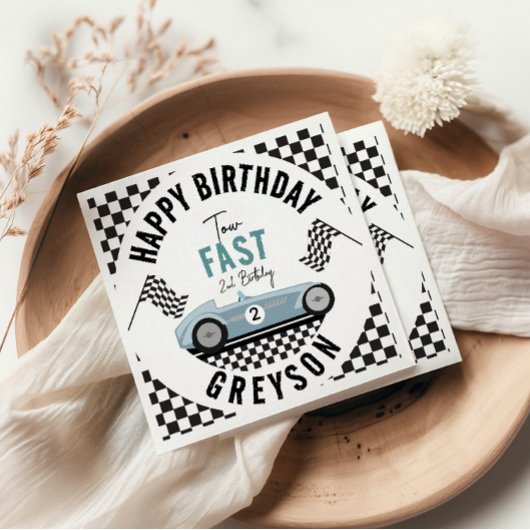 Serviette En Papier Deux Fast Race Car Boy 2e fête d'anniversaire