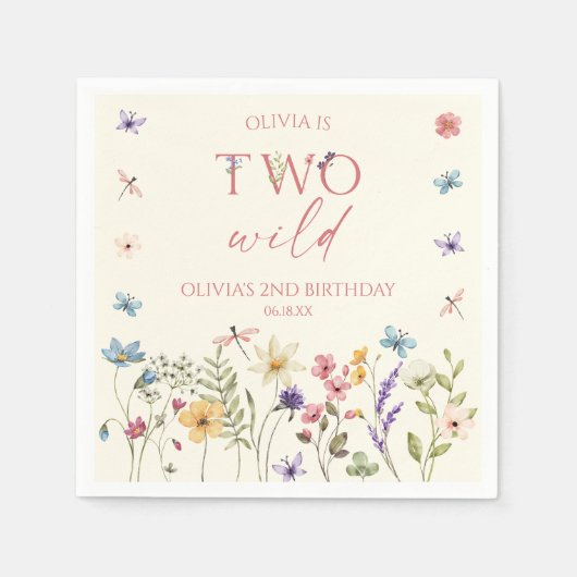 Serviette En Papier Deux Fête d'anniversaire de 2 ans Wild Wildflower (Devant)
