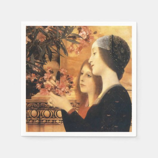 Serviette En Papier Deux filles à l'or par Gustav Klimt (Devant)