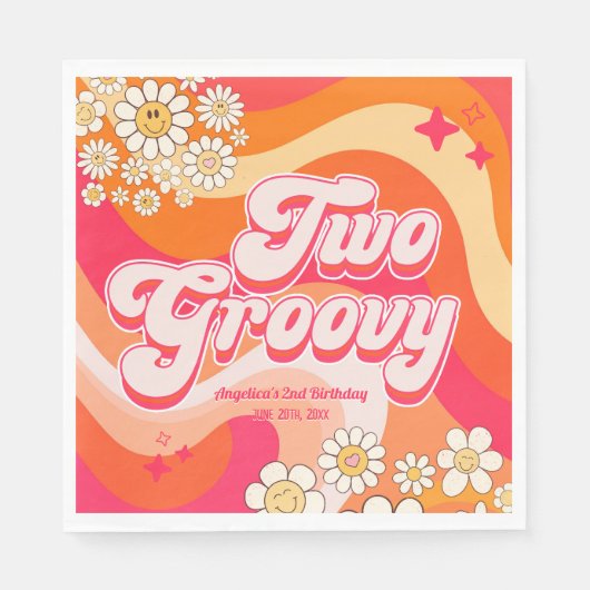 Serviette En Papier Deux filles colorées Super Anniversaire (Devant)