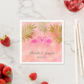 Serviette En Papier Deux Flamants roses roses Aquarelle Plage Mariage  (En situation)