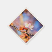 Serviette En Papier Deux Fleurs Extraordinaires Sakura. Rose, Arrière  (Coin)
