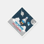 Serviette En Papier Deux Garçon Lune Espace Fusée 2e Anniversaire (Coin)