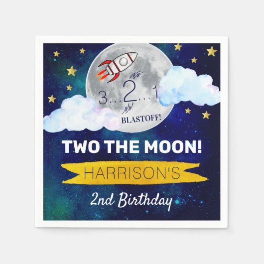 Serviette En Papier Deux La Lune 2e Anniversaire (Devant)