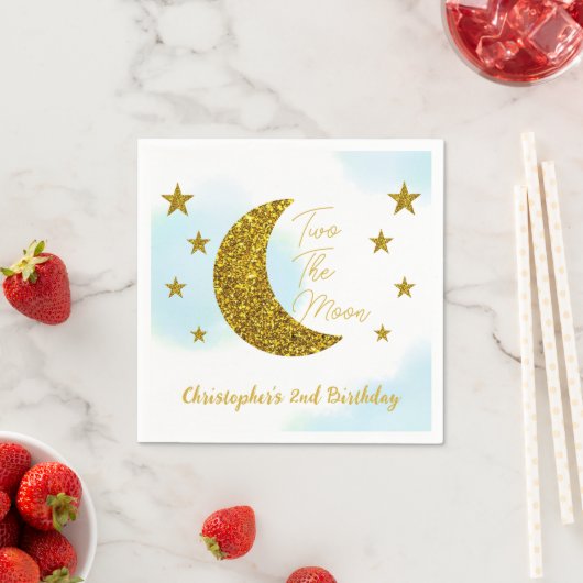 Serviette En Papier Deux La Lune 2e Anniversaire (En situation)