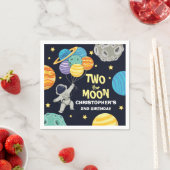 Serviette En Papier Deux la lune Extérieur Bleu 2e fête d'anniversaire (En situation)