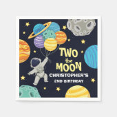 Serviette En Papier Deux la lune Extérieur Bleu 2e fête d'anniversaire (Devant)
