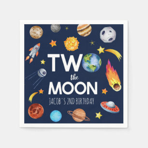 Serviette En Papier Deux La Lune Planète spatiale Anniversaire