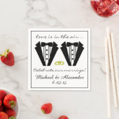 Serviette En Papier Deux Mariage Grooms-Tuxedo (En situation)