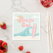 Serviette En Papier Deux mer rose Surf plage Anniversaire (En situation)