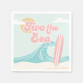 Serviette En Papier Deux mer rose Surf plage Anniversaire (Devant)