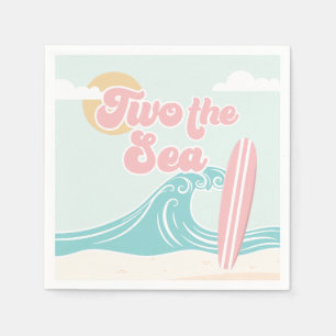 Serviette En Papier Deux mer rose Surf plage Anniversaire