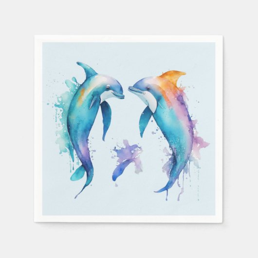 Serviette En Papier Deux mignons dauphins (Devant)