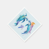Serviette En Papier Deux mignons dauphins (Coin)