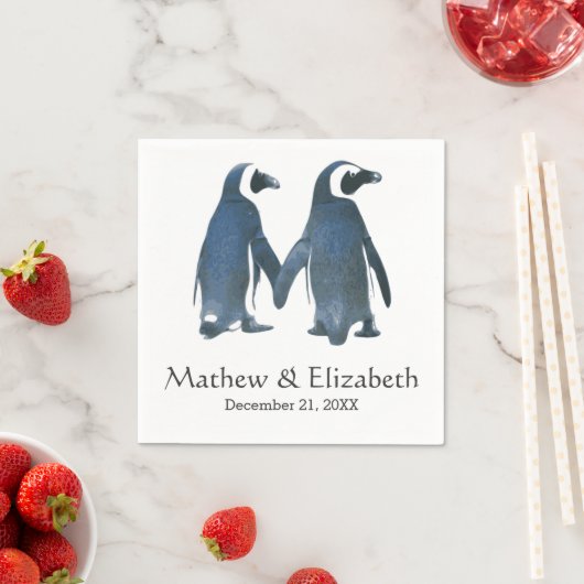 Serviette En Papier Deux mignons pingouins | Mariage romantique (En situation)