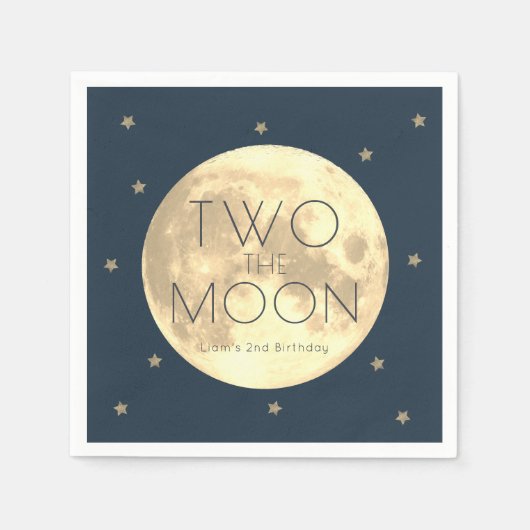 Serviette En Papier Deux Moon Navy Blue Boy 2nd Birthday Paper (Devant)